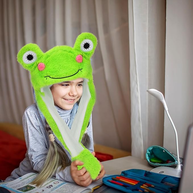 Animal Hat with Ears Moving Jumping Pop Up Beating Hat Plush Holiday Cosplay Dress Up Funny Gift for Kids