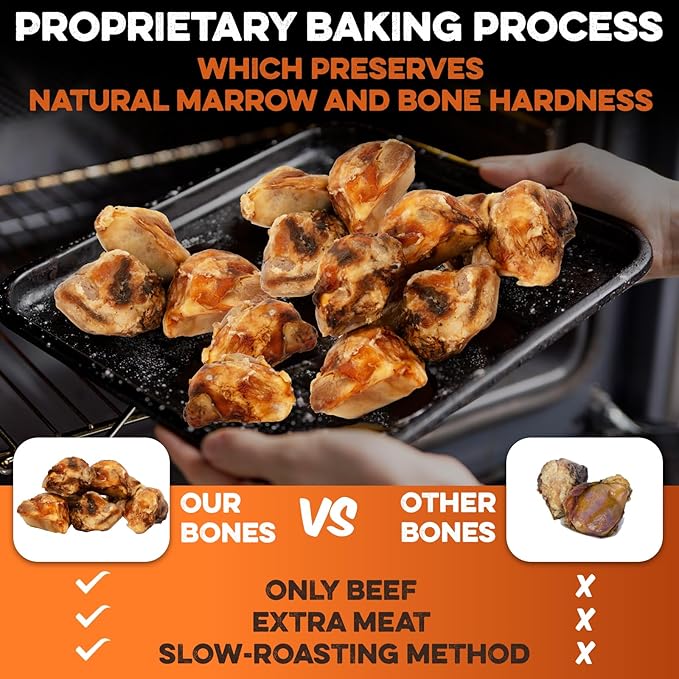 BRUTUS & BARNABY Kneecap Bones for Dogs – 100% USA-Sourced Beef – Long-Lasting Natural Chews for Aggressive Chewers – High Protein, Dental Health Support, (20-pk) – Made in The USA