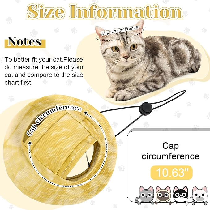 QBLEEV Cat Hats for Cats Only, Sphynx Hat with Ear Hole, Hairless Cat Cowboy Hats for Birthday Party Halloween, Kitten Headwear Sun Sombrero Caps, Chihuahua Sunscreen Baseball Outdoor Climbing Cap