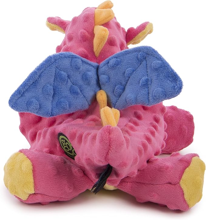 goDog Bubble Plush Dragons Squeaky Dog Toy, Chew Guard Technology - Coral, Large