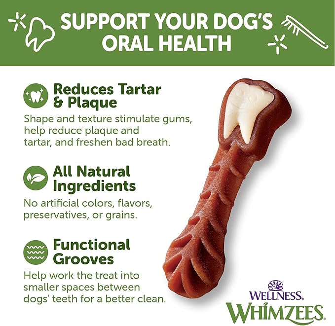 WHIMZEES Wellness Value Box Dog Dental Treats, Natural Chews, Medium Size (44 Count)