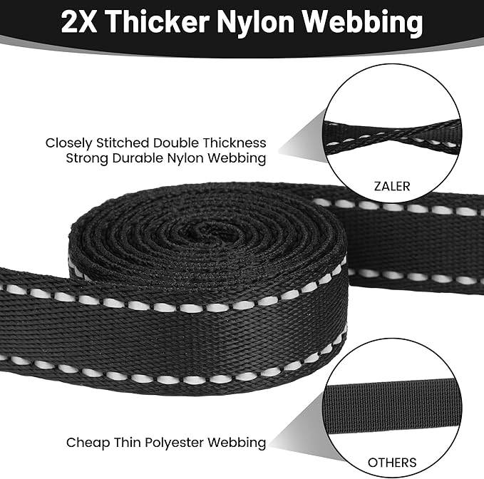 ZALER Short Dog Leash 2 ft, 24 Inches Traffic Leashes for Dogs, Nylon Reflective Dog Lead with Padded Handle, Heavy Duty Pet Leash with Carabiner Clip for Large and Medium Dogs (24" Black)