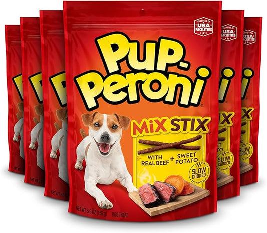 Pup-Peroni Dog Treats, Real Beef + Sweet Potato Mix Stix, 5.6 Ounce (Pack of 8)