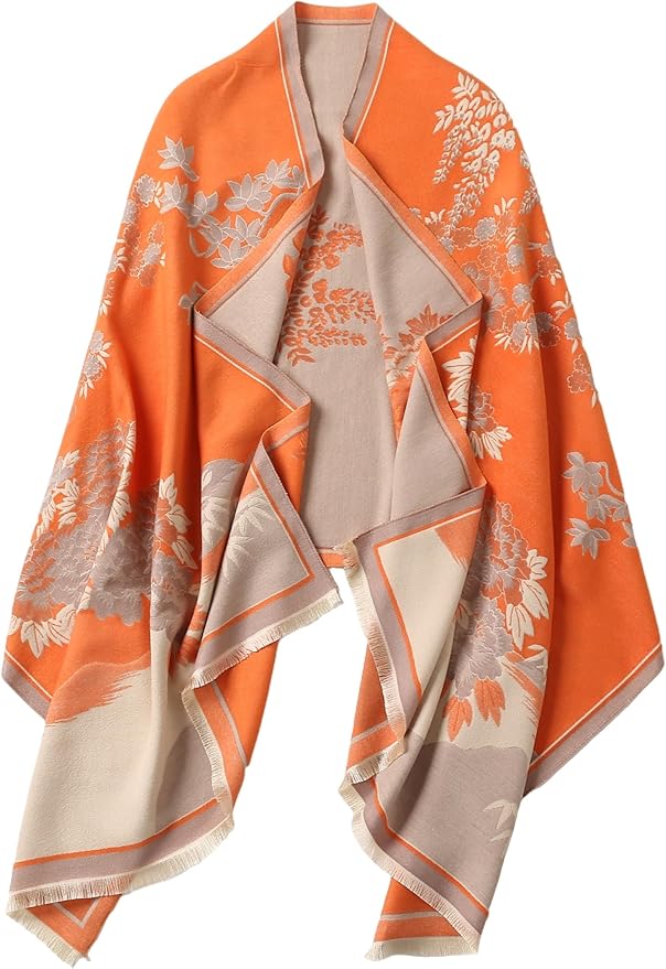 Jeelow Womens Pashmina Shawl Wrap Scarf - Elegant Dressy Evening Poncho Cape for Formal and Wedding Outfits