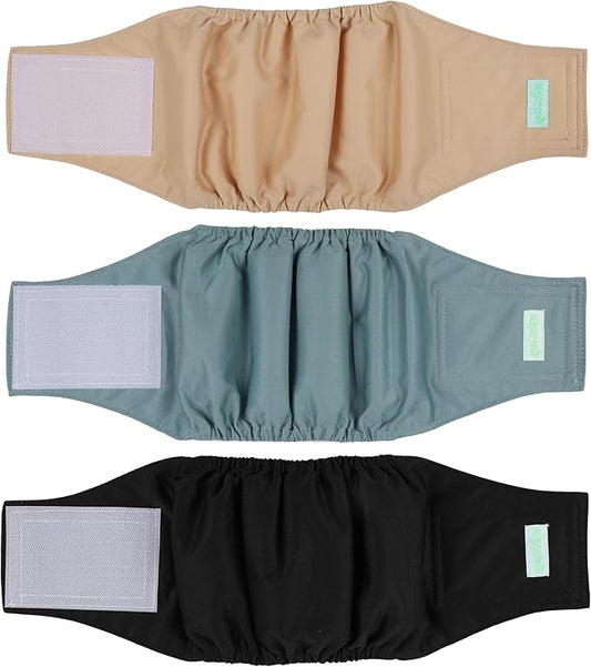 wegreeco Washable Male Dog Belly Band (Stylish Pattern)- Pack of 3 - Washable Male Dog Belly Wrap, Dog Diapers Male (Black, Blue, Coffee, Medium)