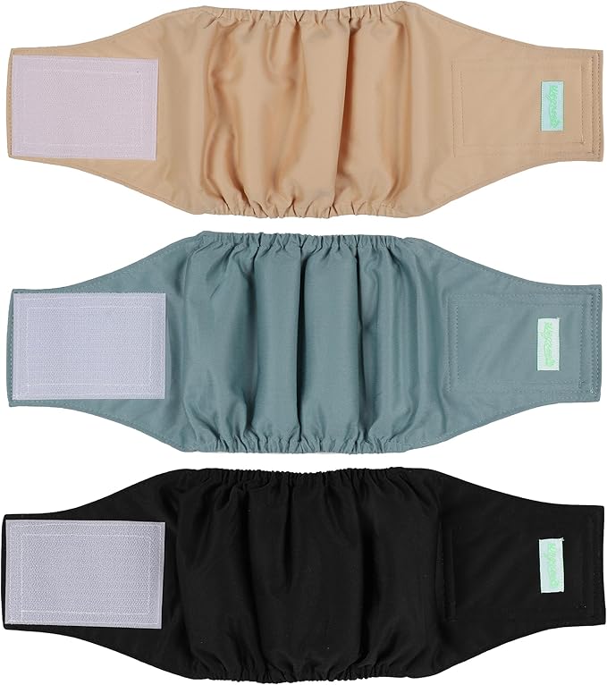wegreeco Washable Male Dog Belly Band (Stylish Pattern)- Pack of 3 - Washable Male Dog Belly Wrap, Dog Diapers Male (Black, Blue, Coffee, Large)