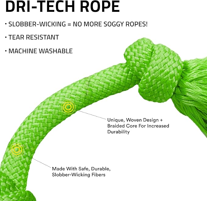 Playology Dog Toys | Dri-Tech Rope Toy Tug of War Rope for Aggressive Chewers | Jumbo Sweet Potato Scented Toy - Easy to Clean and Made from Non Toxic Materials