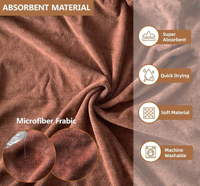 Dog Drying Coat Bathrobe Towel, Microfibre Material Fast Drying Super Absorbent Dog Bath Robe, Pet Quick Drying Moisture Absorbing with Adjustable Collar and Waist