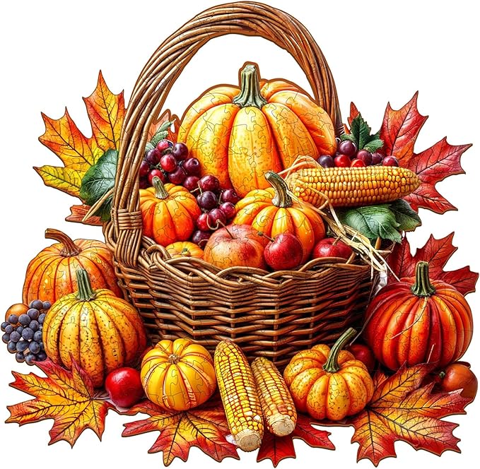 Jigfoxy Wooden Puzzles for Adults, Fall Wood Puzzles Adult, Unique Animal Shape Wooden Jigsaw Puzzles for Adults, Birthday Gifts for Puzzle Lovers, Family (M-11.4 * 10.1in-190pcs)