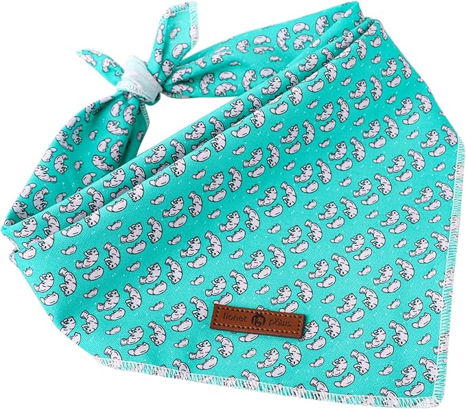 lionet paws Summer Dog Bandana Manatee for Small Medium Large Dogs, Cat Dog Kerchief Triangle Bibs Scarf for Male Female