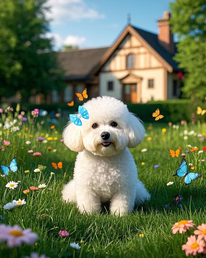 PET SHOW 10Pcs 2" Dot Small Dogs Hair Bows with French Clips Yorkie Bowknot Barrette Clips for Medium Dogs Pet Topknot Cat Grooming Hair Accessories