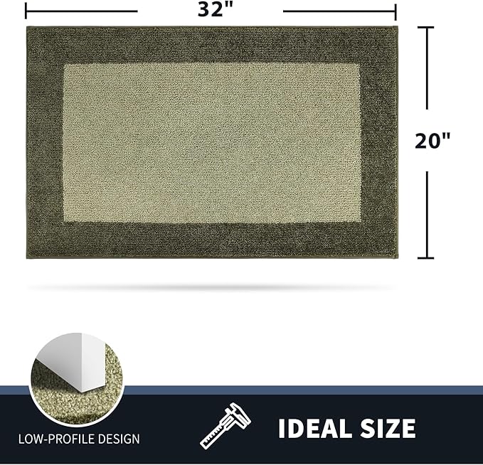 PURRUGS Dirt Trapping Door Mat 20" x 32", Non-Slip/Skid Machine Washable Entryway Rug, Shoes Scraper, Throw Rug, Super Absorbent Area Rug for Muddy Wet Shoes and Paws, Budding Green & Sage Green