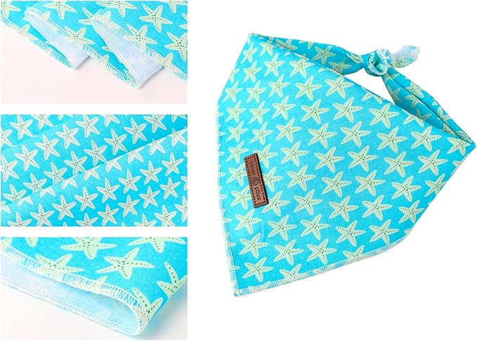 lionet paws Summer Dog Bandana Starfish for Small Medium Large Dogs, Cat Dog Kerchief Triangle Bibs Scarf for Male Female