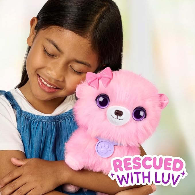 SCRUFFALUVS Pink Surprise Pet, Mystery Plush Toys, Stuffed Animals, Wash to Reveal 1 of 3 Rescue Pets: Puppy, Bunny, or Kitty - Includes 8.7" Deluxe Pet Carrier - Styles May Vary