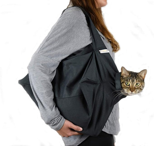 Cat-in-the-Bag Cozy Comfort Carrier - Extra Small Charcoal Cat Carrier Soft and Pet Carrier for Nail Clipping, Vet Visits, Medication Administration, Dental Care, and Traveling