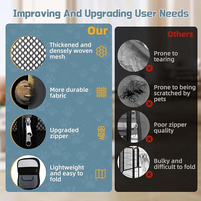 Portable Pet Cat Playpen, Foldable Dog Playpen for Indoor and Outdoor Use, Two in One Pet Playpen for Puppies Medium-Sized Dogs Kittens Travel Camping Use, Cat Tent & Houses