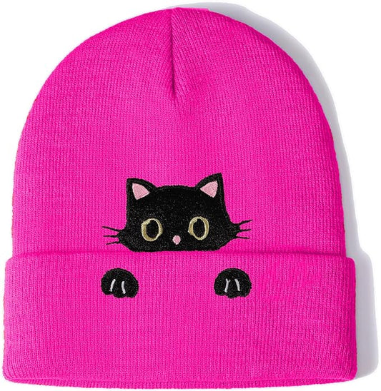 Cat Hat Beanie for Lovers - Cute Women's Embroidery Themed Gifts for Mom - Funny Novelty Trendy Stuff