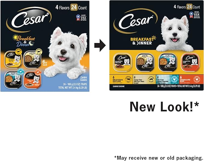 Cesar Wet Dog Food Home Delights & Classic Loaf in Sauce Breakfast & Dinner Variety Pack (24) 3.5 oz. Trays
