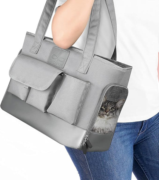 Dog Carrier, Cat Carrier, Pet Carrier, Foldable Waterproof Premium Oxford Cloth Dog Purse, Portable Bag Carrier for Small to Medium Cat and Small Dog（Grey）