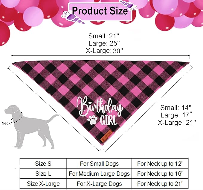 ADOGGYGO Dog Birthday Party Supplies, Pink Plaid Birthday Girl Dog Bandana, Golden Puppy Party Hat with Numbers, Bowtie for Small Puppies (Small)