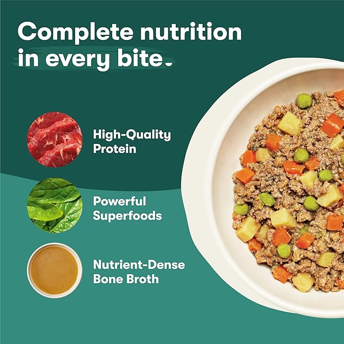 Jinx Beef Wet Dog Food Topper, Mix with Dry Dog Food, Made with Real Beef & Chicken, Bone Broth & Brown Rice, No Fillers, Puppy, Adult, Senior, 9oz, 12 Pack