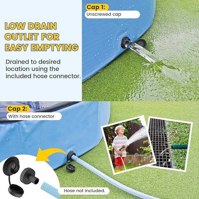 97" Foldable Dog Pool Kiddie Swimming Pool, Plastic Non-Slip Hard Shell Kids Wading Pool, Large Portable Collapsible Pet Puppy Bathing Tub, Heavy Duty - Family Size, 8 ft x 16 inch.D - 5XL