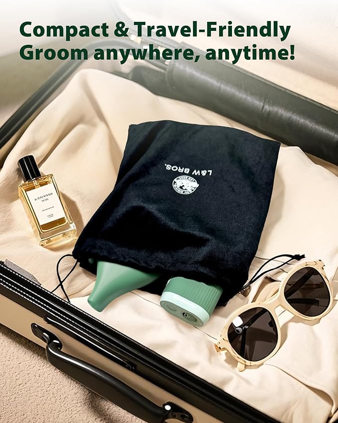 L&W BROS. 2-in-1 Pet Hair Dryer with Clamp Stand – Wearable & Hands Free Dog Grooming Dryer, 950W Low Noise Blower with 5 Heat & 3 Speed Settings, for Small to Medium Pets (Green)