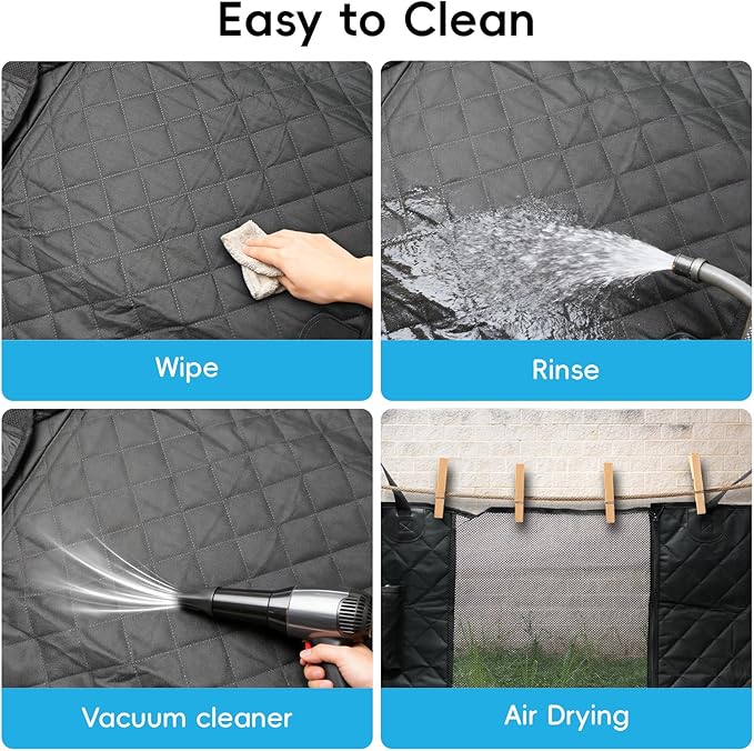 Dog Car Seat Cover for Pets Back Seat Cover for Dogs Hammock Nonslip Scratchproof Backseat Pet Protector Mat with Mesh Visual Window & Pockets for Cars Trucks SUVs -Black