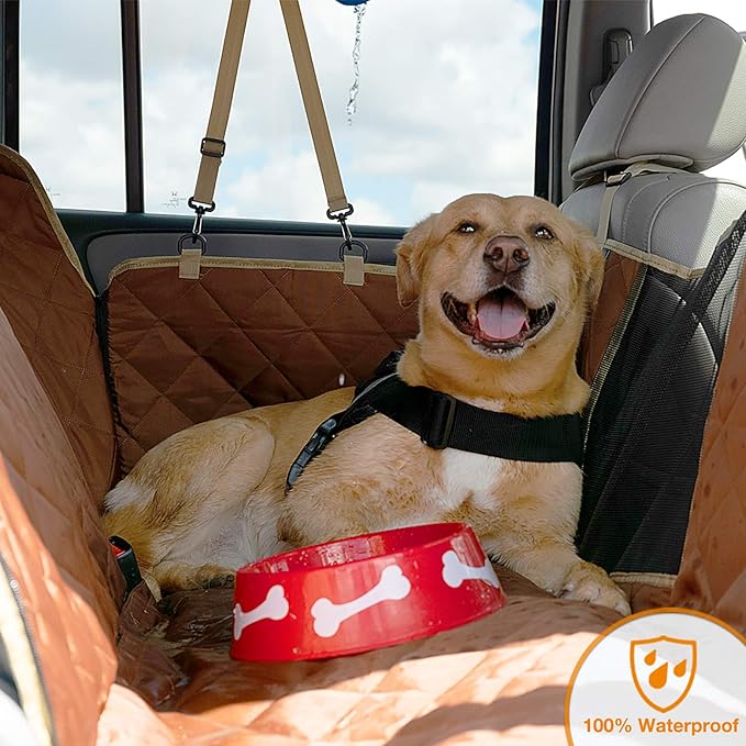 iBuddy Dog Seat Cover for SUV and Small Truck, Waterproof Car Hammock Heavy Duty Back Seat Cover for Dog with Mesh Window Durable Scratchproof Pet Car Seat Protector for Rav4 CR-V Jeeps