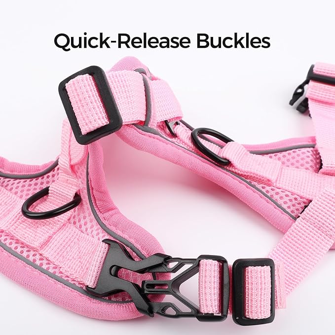 Cat Harness and Leash Set Escape Proof Tactical Large Kitten Harness Emotional Support Cat Vest, Pink, L