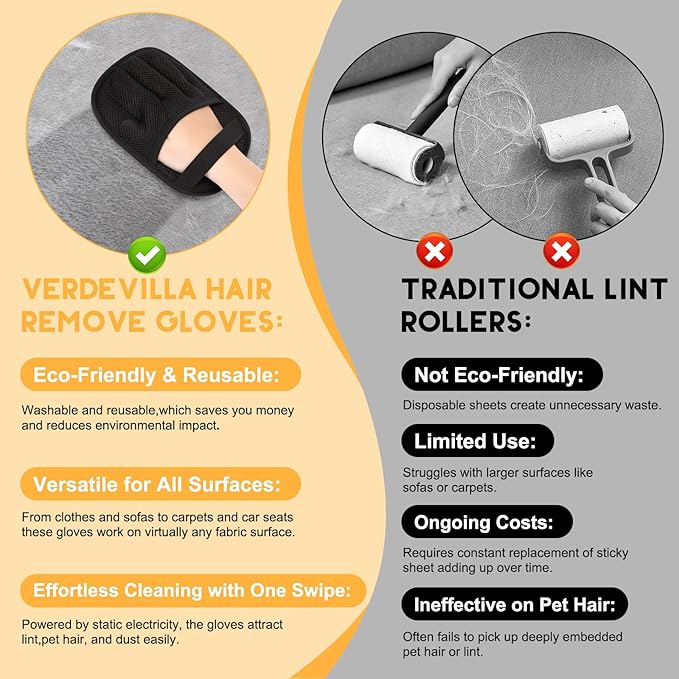 Magic Brush Pet Hair Removal, Upgrated Pet Hair Remover Gloves for Cats Dogs, Efficient Grooming Gloves Brush for Couch, Furniture, Sofa, Clothing, Reusable Pet Hair Removal Tools,1PCS