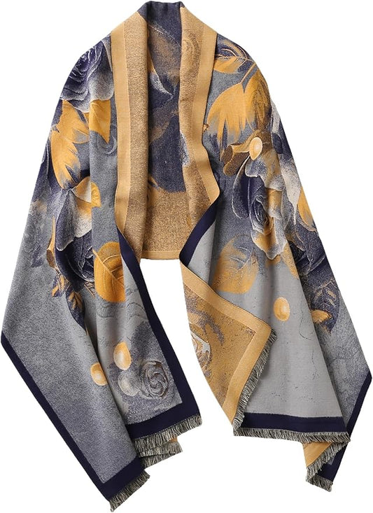 Jeelow Womens Pashmina Shawl Wrap Scarf - Elegant Dressy Evening Poncho Cape for Formal and Wedding Outfits