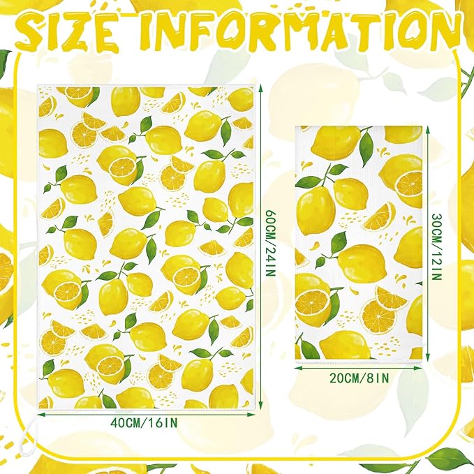 TecUnite 6 Pcs Sunflower Kitchen Towels Lemon Daisy Flower Dishtowels 24 x 16 Inches Floral Absorbent Fast Drying Farmhouse Hand Towels for Christmas Bathroom Gifts Decorations