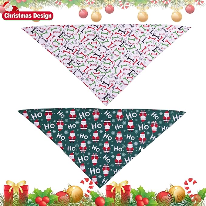ADOGGYGO 4 Pack Dog Bandana Christmas Pet Scarf Triangle Bibs Kerchief Set Puppy Christmas Costume Accessories Decoration for Small Dogs (Small)