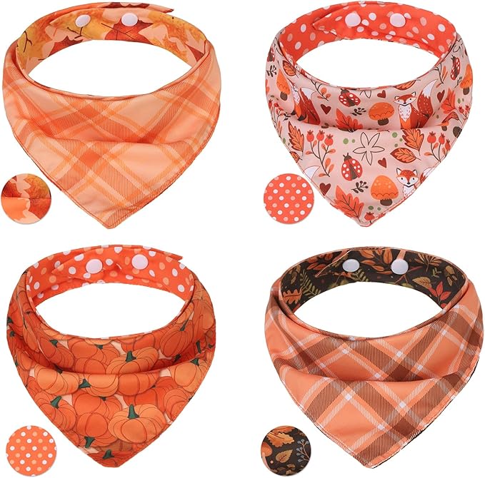 PAWCHIE Dog Bandanas Small Reversible Styles Pet Triangle Scarf Bibs - Adjustable with Two Snaps - Kerchief Set Accessories for Dogs, Puppy, Cats