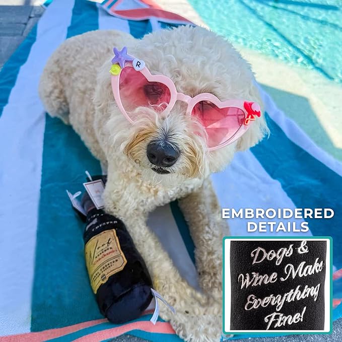 Haute Diggity Dog Woof Reserve Cabarknet Plush Dog Toy for Small, Medium & Large Dogs, Interactive Funny Parody Squeaky Toys, Soft, Durable, Machine-Washable, Safe & Cute Birthday Gift for Dogs