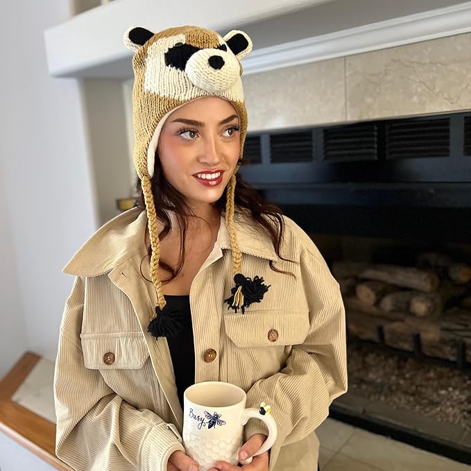 Humble Hilo Hand-Knitted Wool Animal Beanie - Easy Halloween Costume Hat for Anyone, Cute Winter Beanie Hats