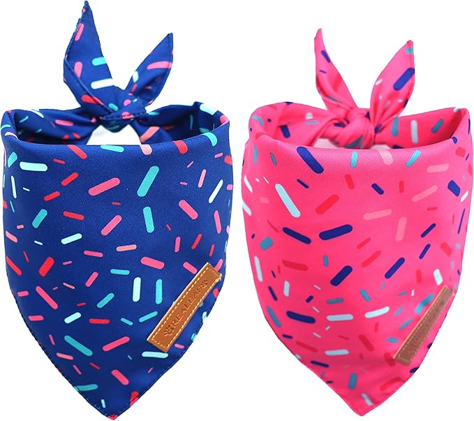 Realeaf Dog Birthday Bandanas 2 Pack, Dog Birthday Party Supplies, Blue and Pink Bandana, Triangle Reversible Pet Scarf for Boy and Girl, Premium Durable Fabric, Multiple Sizes Offered (Small)