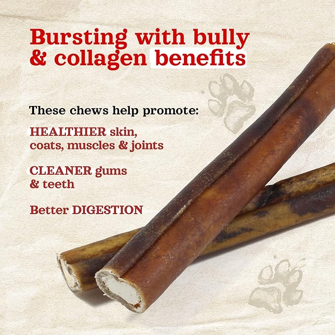 Natural Farm Bully Sticks Stuffed Collagen Sticks for Dogs (12 Inch, 12-Pack), Rawhide-Free Collagen Sticks, Natural Dog Chews, Long Lasting, Small, Medium and Large Dogs, Great Rawhide Alternative