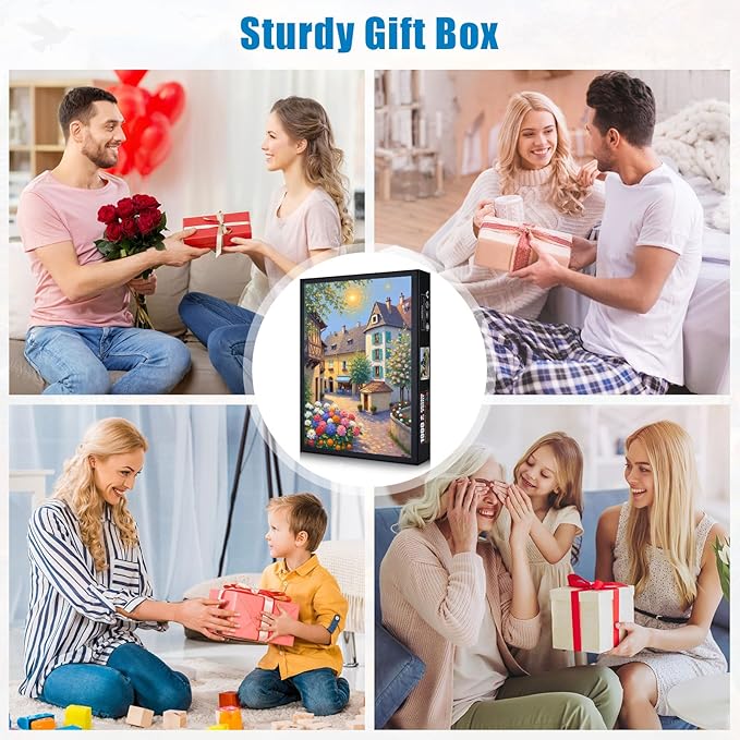 Puzzles for Adults 1000 Pieces, 1000 Piece Jigsaw European Town Landscape Art Puzzle, Fall Autumn Puzzle with Letters on Back, Premium Family Game Decor & Gift (20"x28")