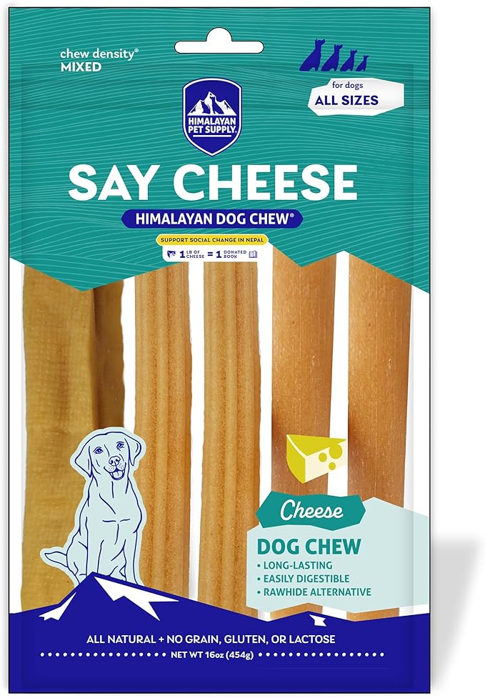 Himalayan Dog Chew Say Cheese! Assorted Yak Cheese Dog Treats, Long-Lasting Himalayan Pet Chews, Easily Digestible Chew Sticks, Grain-Free & Healthy Dental Treats for Dogs – 8.3 oz Variety Pack