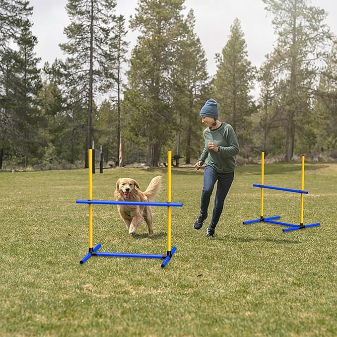Dog Agility Training Hurdles, Indoor Outdoor Use, PVC,Includes Carrying Bag (1 Set)