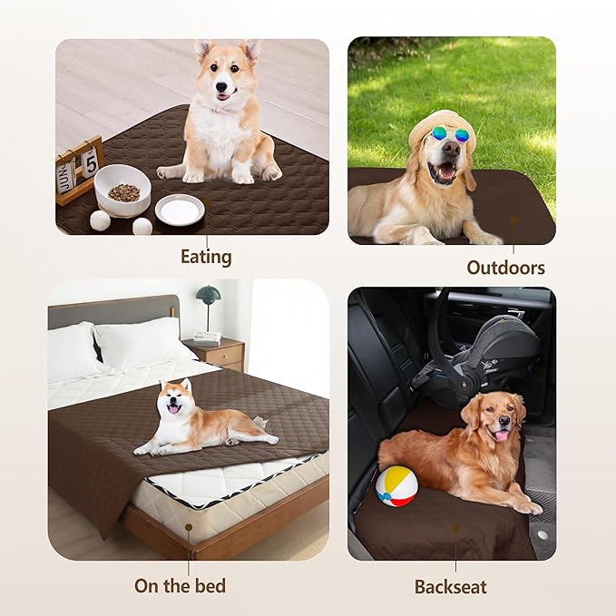 gogobunny 3X Stronger Waterproof Pet Blanket, Scratch Proof Furniture Protector for Dogs Cats, Reversible Cover 30x70 Inch, Dark Chocolate