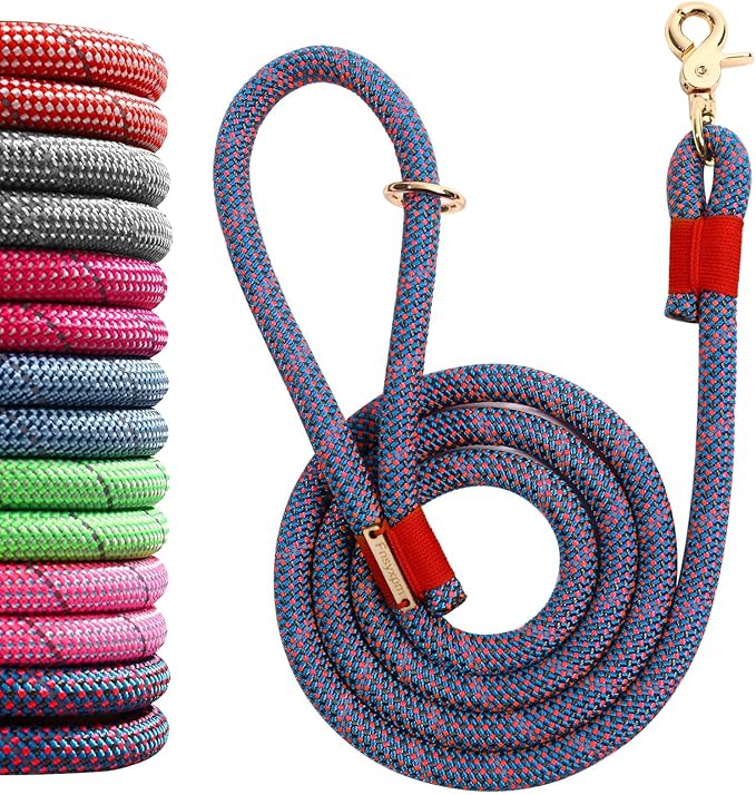 Nylon Rope Dog Leash Reflective, Handmade Braided Strong Dog Lead, Heavy Duty Rope Leash for Medium Large Dogs (5 FT - 3/5" Purple)