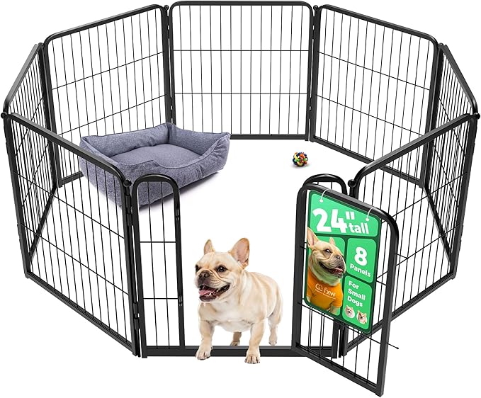 FXW Homeplus Unleashed Indoor Dog Playpen - Stress-Free and Safe Play, Heavy Duty 24 Inch 8 Panels Dog Pen for Puppy and Small Dogs, Black│Patented