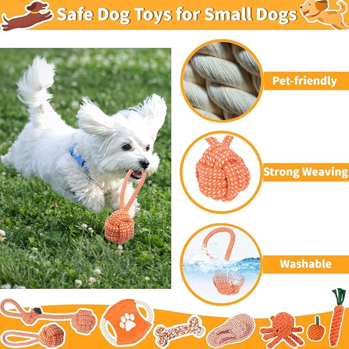 Dog Rope Toy, 8 Pack Cotton Chew Rope Toys for Dogs, Puppy Chew Toys for Teething & Boredom Relief, Tug of War Dog Toy for Small Breed Puppies