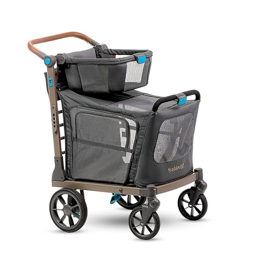 Wadabuggy Pet XL Foldable Cart - Adjustable & Portable Pet Stroller with Caddy, Shopping Basket, Foam Filled Rubber Wheels & Storage - Carriage for Small & Medium Dogs, Cats Under 75 lbs