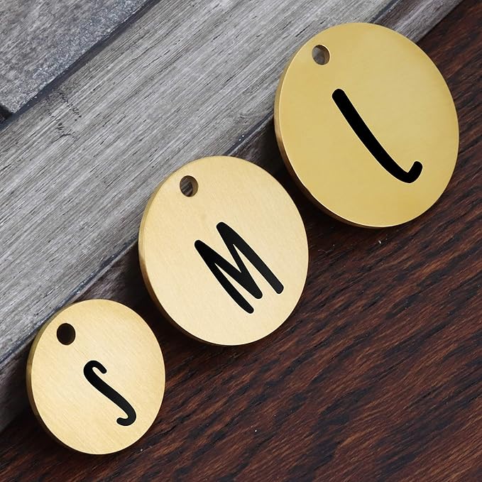 Ultra Joys Custom Personalized Pet ID Tag - Brushed Stainless Steel Round Dog Tag Gold Small