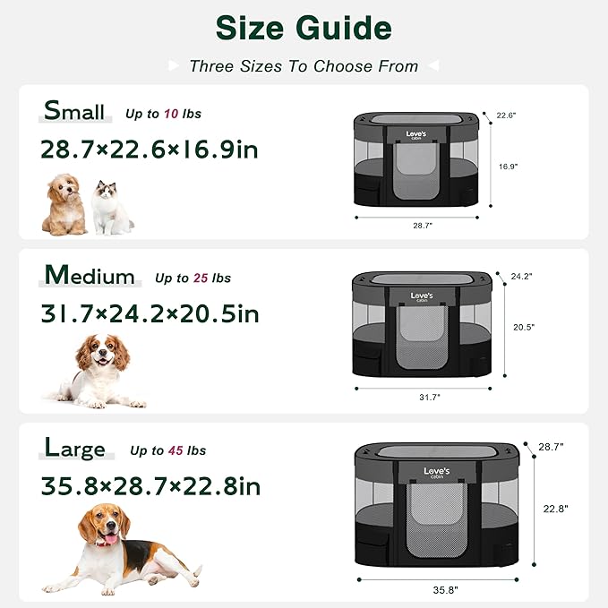 Love's cabin Pet Puppy Dog Playpen, Medium Dog Tent Crates Cage Indoor/Outdoor, Portable Exercise Playpen for Cat, Foldable Pop Up Dog Kennel Playpen with Carring Case (M, Grey)