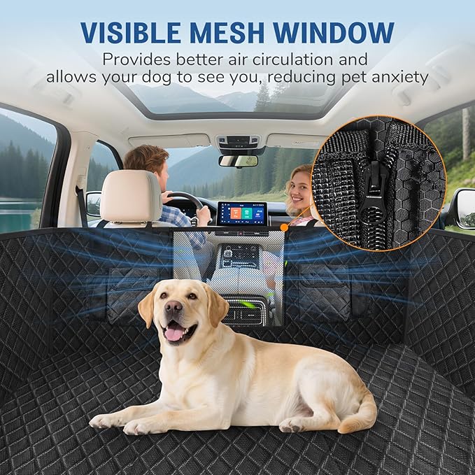 Dog Car Seat Cover for Back Seat：Waterproof Back Seat Extender for Dogs - Hard Bottom Car Seat Cover for Dogs with Door Protectors - Dog Car Seat for Traveling and Camping with Pets